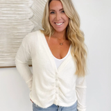 Fuzzy Soft Knit V-Neck Top (2 Colors)