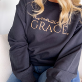 Amazing Grace Black Crewneck Graphic Sweatshirt