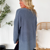 Relaxed Blue V-Neck Sweater