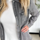 Black Denim Chambray Button Down Shirt