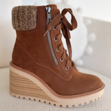 Lace Up Brown Wedged MIA Boots