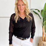 Lightweight V-Neck Button Cardigan-Black