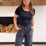 Scoop Neck Short Sleeve Basic Top (2 colors)