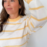 Lemon Striped Oversized White Sweater