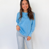 Lightweight Acid Wash Pullover-Blue