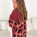 Red & Black Plaid Flannel Top