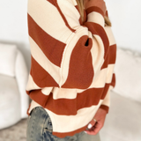 Rust & Cream Striped Knit Sweater