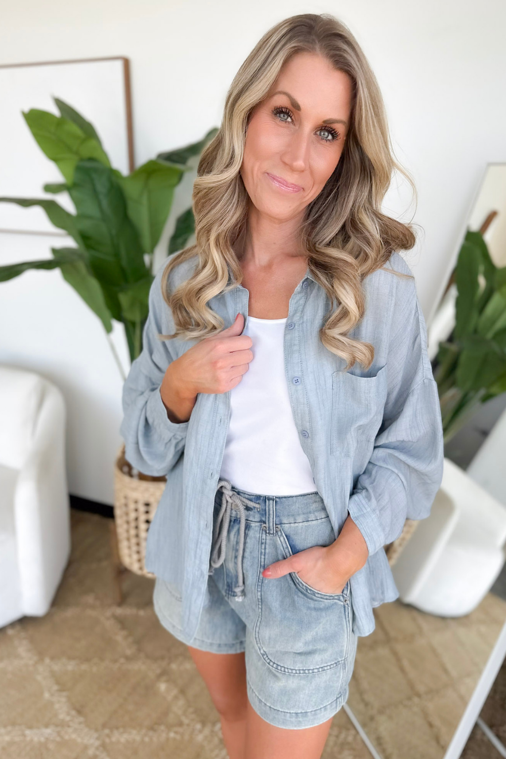 Soft Linen Blended Long Sleeve Top