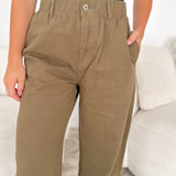 Millie Olive Denim Wide Leg Pants
