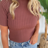 Ribbed High Neck Knit Sweater Top