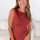 Suede Burgundy Sleeveless Mini Dress