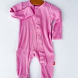 Pink Ribbed Cotton Magnetic Me Footie