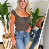 Dark Olive Smocked Tank Top