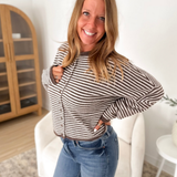 Brown & Ivory Striped Button Cardigan