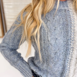 Color Block Cable Knit Sparkle Sweater (2 colors)