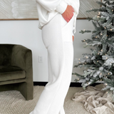 Molly Elastic Waist Knit Pants-White