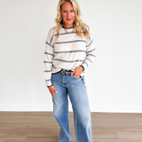 Green Long Sleeve Striped Pullover