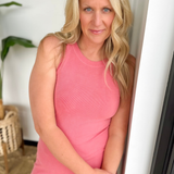 Dusty Rose Ribbed Midi Tank Dress