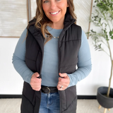 Black Long Puffer Vest