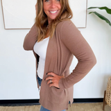 Mocha Classic Open Front Cardigan
