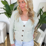 Relaxed Pastel Green Button Up Cardigan