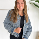 Distressed Cropped Denim Jacket