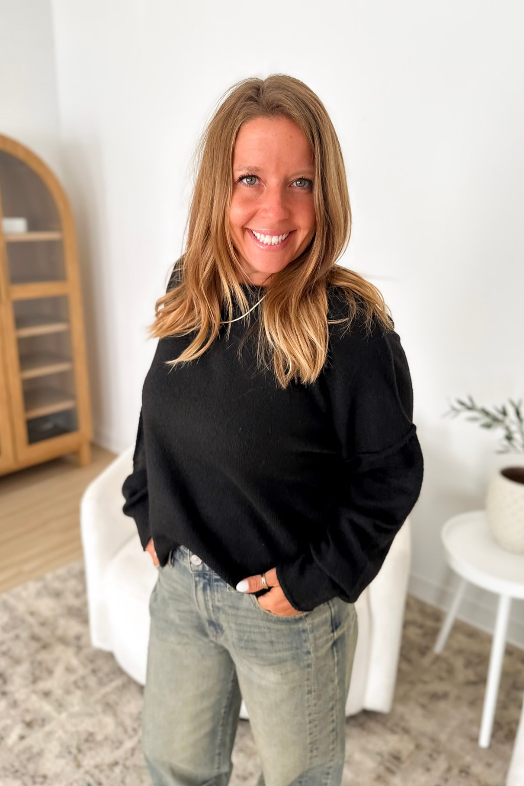 Black Soft Knit Relaxed Fit Sweater