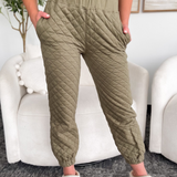 Sienna Quilted Olive Jogger Pants