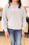 Girls Grey Smile Pullover