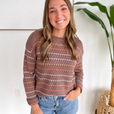 Coco Colored Thin Striped Crochet Sweater