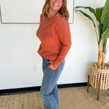 Dark Copper Waffle Knit Sweater