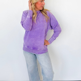Lightweight Acid Wash Pullover-Purple