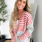 Multicolored Striped Open Cardigan