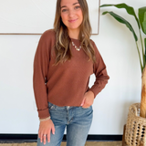 Rust Waffle Knit Sweater