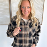 Neutral Plaid Oversized Button Up Shirt
