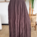 Dark Brown Crinkle Maxi Skirt