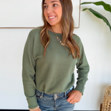 Olive Waffle Knit Sweater