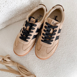Camel Suede Lace Up Sneakers