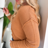 Kenna Camel V-Neck Button Cardigan