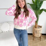 Floral Pattern Cream Sweater (2 colors)