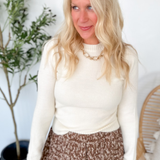 Ivory Soft Knit Long Sleeve Sweater