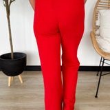 Molly Elastic Waist Knit Pants-Red