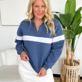 Navy/Grey Relaxed 1/4 Zip Pullover