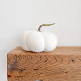 6.5" Fuzzy White Knit Pumpkin