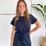 Navy Short Sleeve Romper