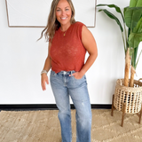 Rust Sleeveless Knit Top