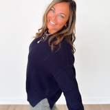 Soft Knit Navy Relaxed Sweater