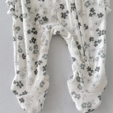 White/Grey Floral 2 Way Zip Ruffle Footie