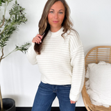 Cream Ribbed Relaxed Knit Sweater