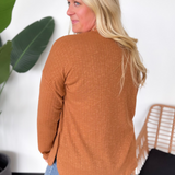 Teagan Ribbed Rust Long Sleeve Top-Curvy